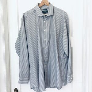 Pronto Uomo Platinum Egyptian Cotton Men's 17 34/35 Gray Striped Shirt Non-iron